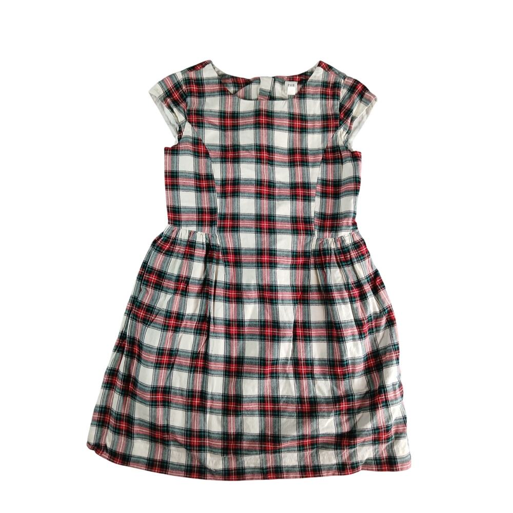 Gap Plaid Dress Girls Large Red Green Christmas Pockets Knee Length Scotland
